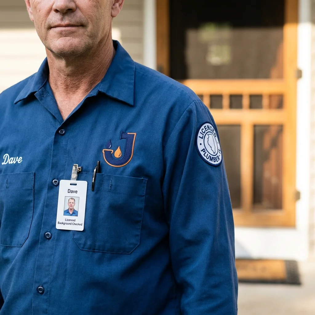Licensed plumber showing ID badge in Holtsville, NY